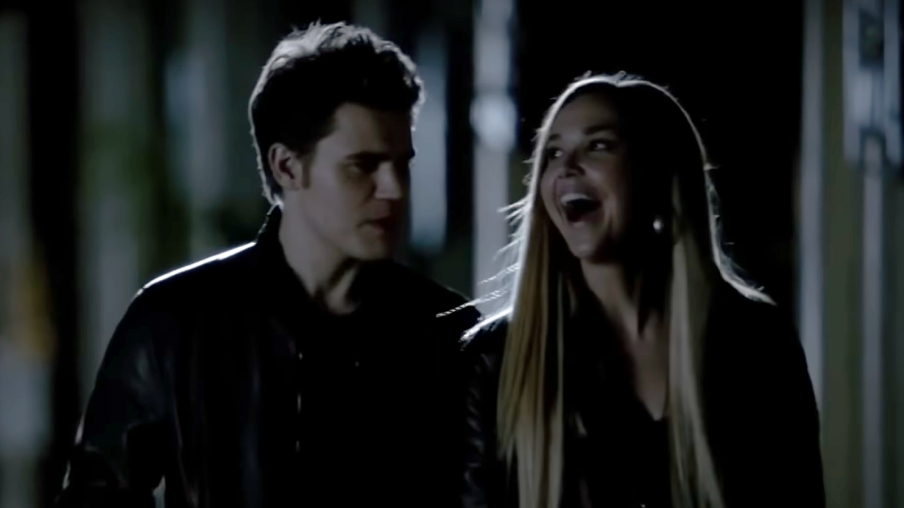 Stefan and Lexi walking together on The Vampire Diaries