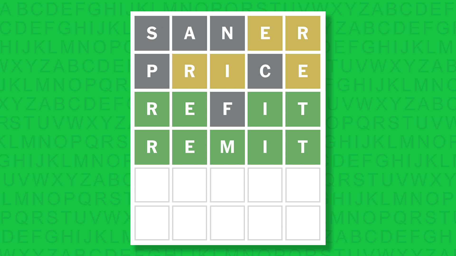 NYT Wordle answer for game 1622 on a green background