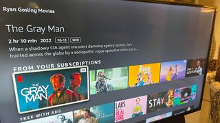Fire TV interface search results for Ryan Gosling movies
