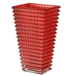 Mcmcncuiu Crystal Vase, Red Glass Vase, Heavy Duty Glass Vase, Vases for Centerpieces, Flower Vase, Large Glass Vase, Modern Vase for Living Room, Kitchen, Dining Table, Birthday, Wedding, 11 Inches