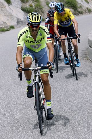 Alberto Contador (Tinkoff) tries an attack