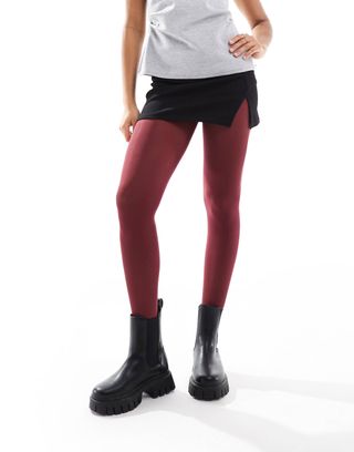 Asos Design 40 Den Tights in Burgundy