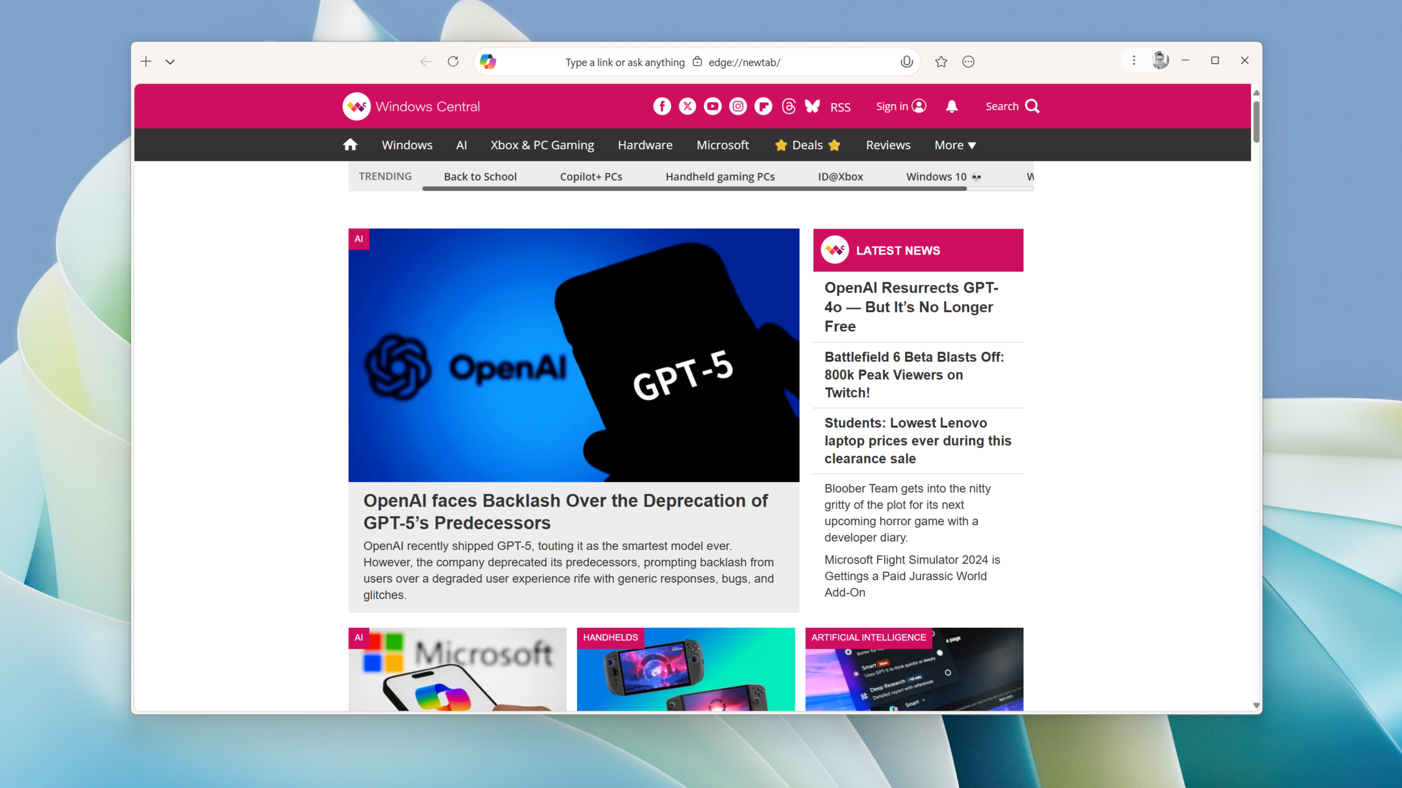 Microsoft Edge Olympia UI