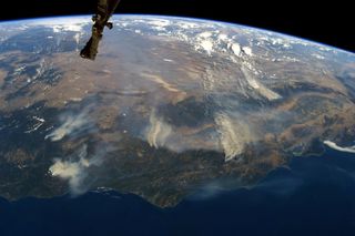 NASA astronaut Ricky Arnold took this photo of the California wildfires from the International Space Station and shared it via Twitter on Aug. 6, 2018.