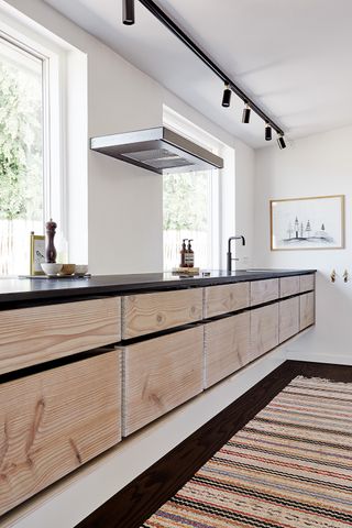 wooden kitchen cabinet ideas floating cupboards blonde wood