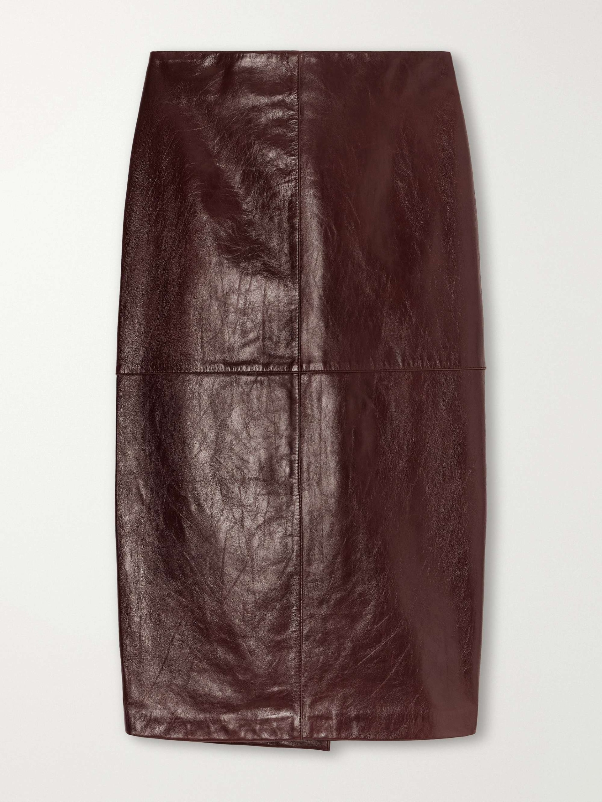 Lappole Paneled Glossed-Leather Midi Skirt