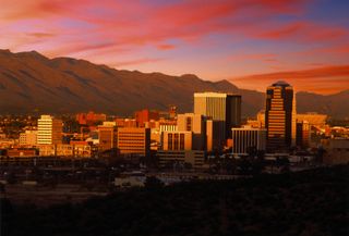 The city of Tuscon at sunset.