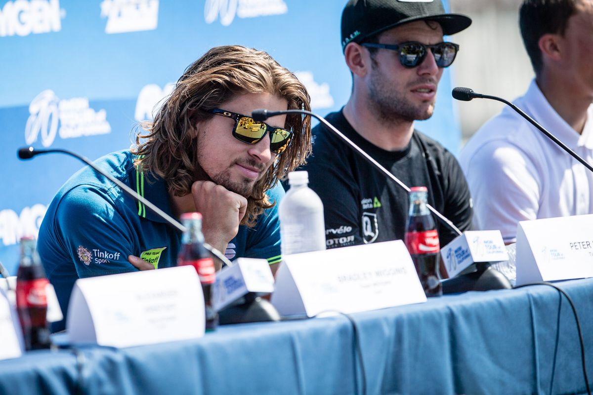 Peter Sagan (Tinkoff) relaxes on the stage