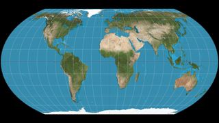 a map of earth, flattened into an oval