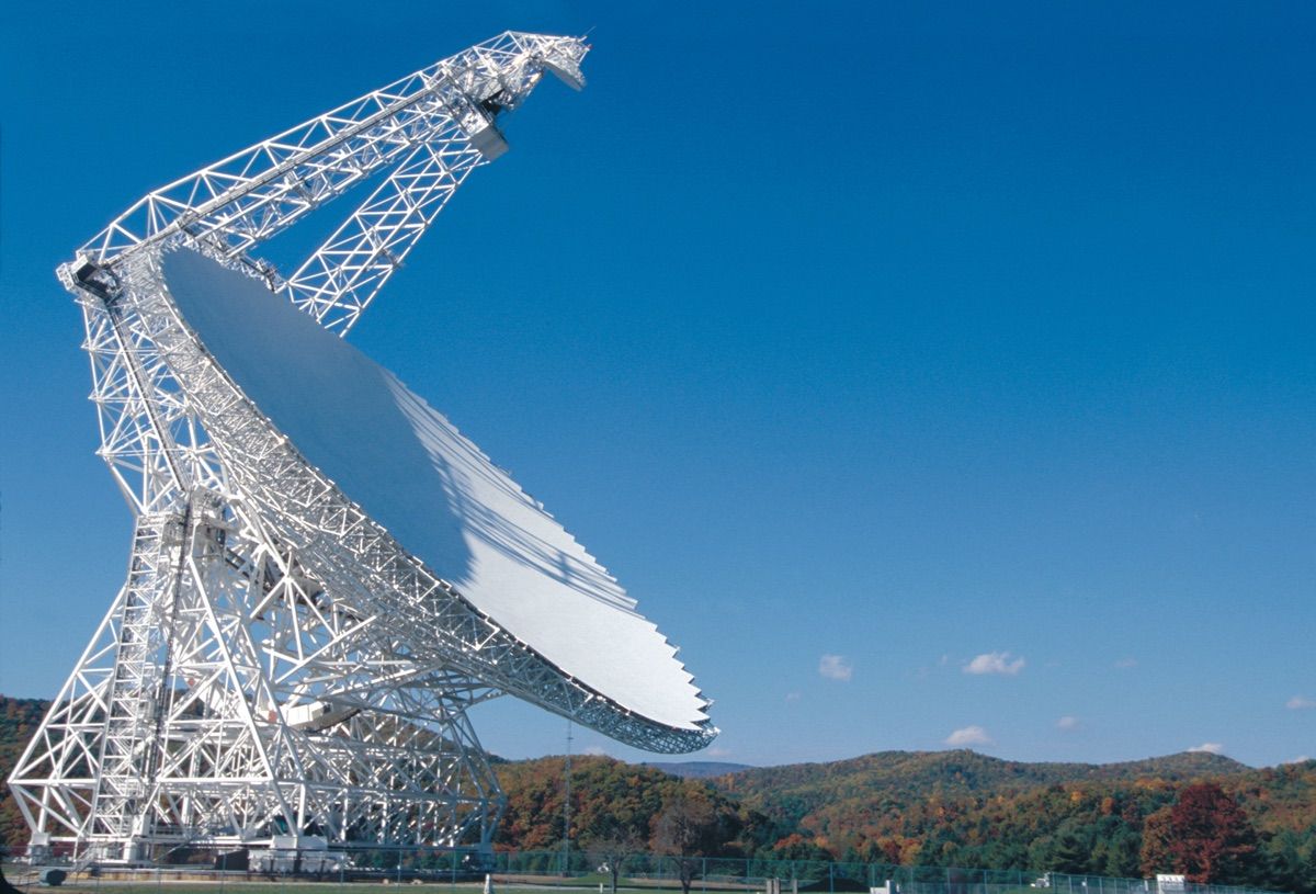 The Green Bank Telescope in West Virginia is listening for evidence of intelligent life in the universe.