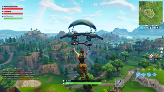 Fortnite character using a glider in Fortnite