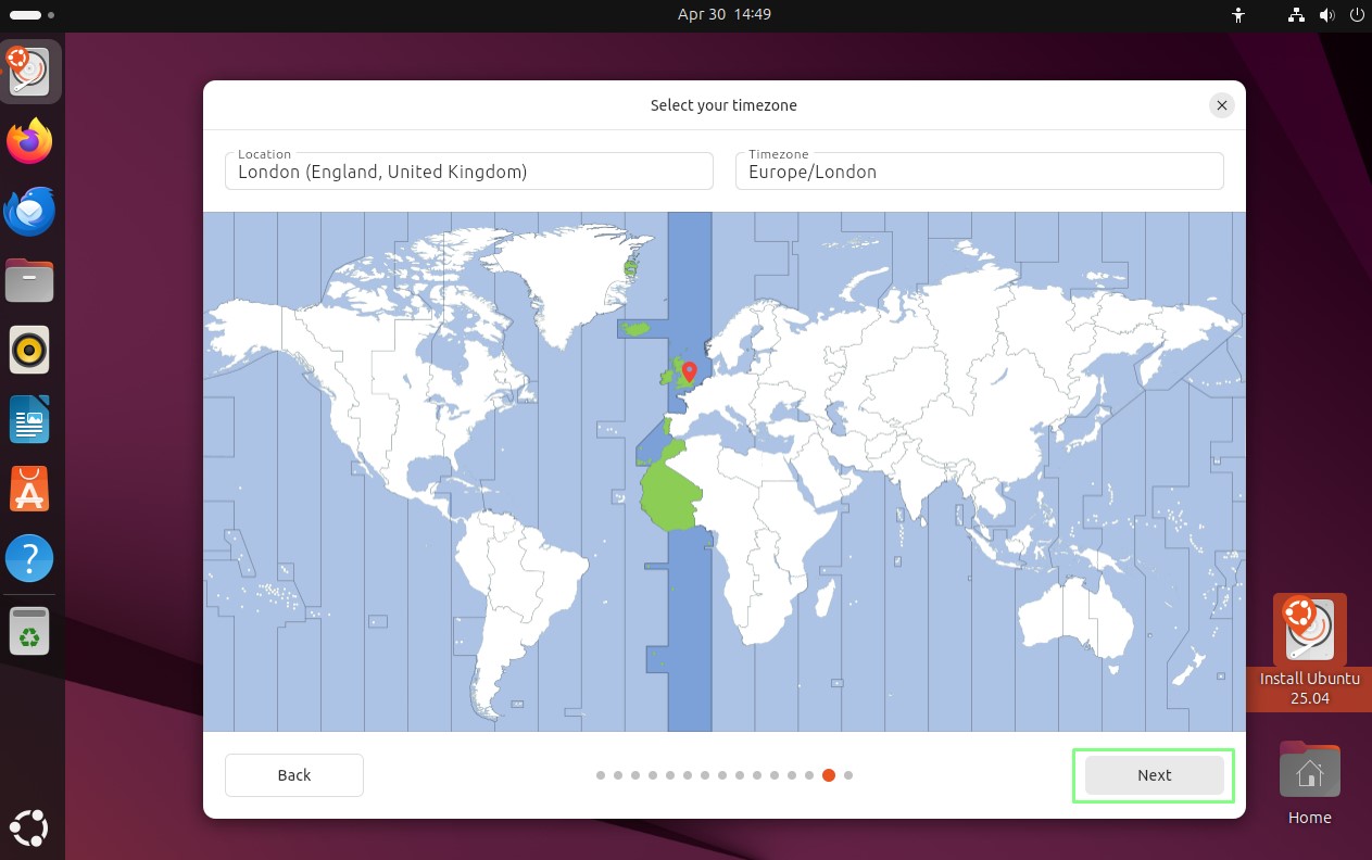 Ubuntu install screenshot