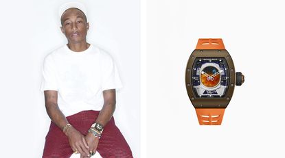Pharrell Williams wears the Richard Mille ‘RM 52-05 Tourbillon Pharrell Williams’, limited edition of 30.