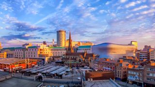 Birmingham City skyline at sunrise