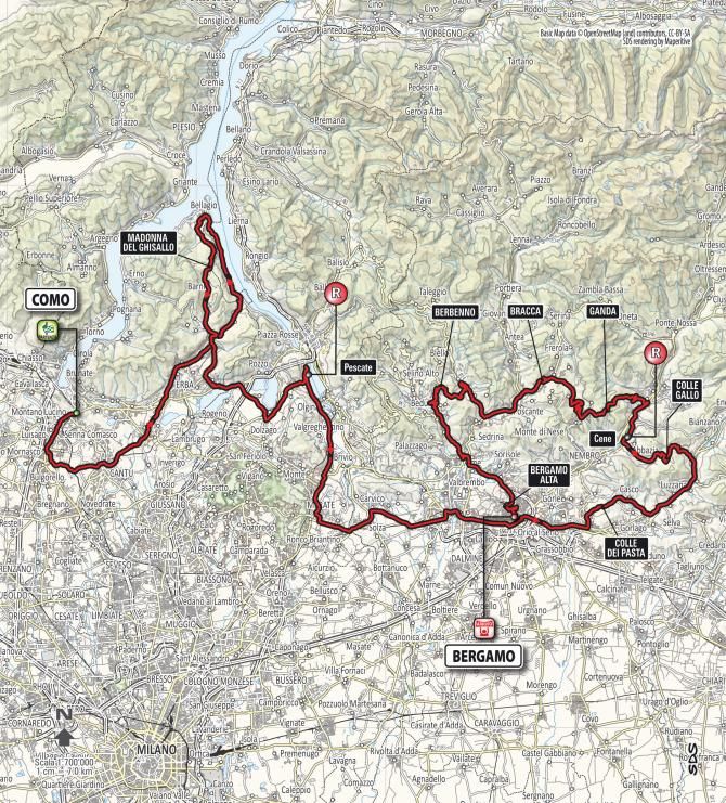 The map of the 2014 Il Lombardia