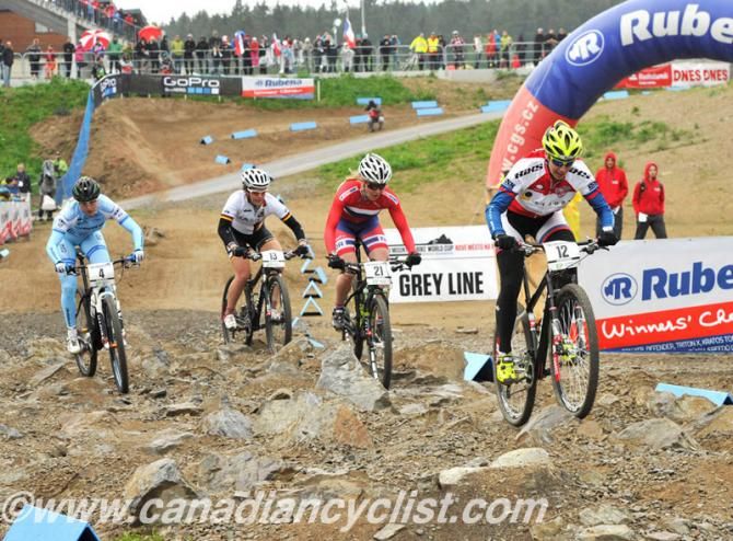 Kathrin Stirnemann (Sabine Spitz Haibike Pro Team) biding her time at the back