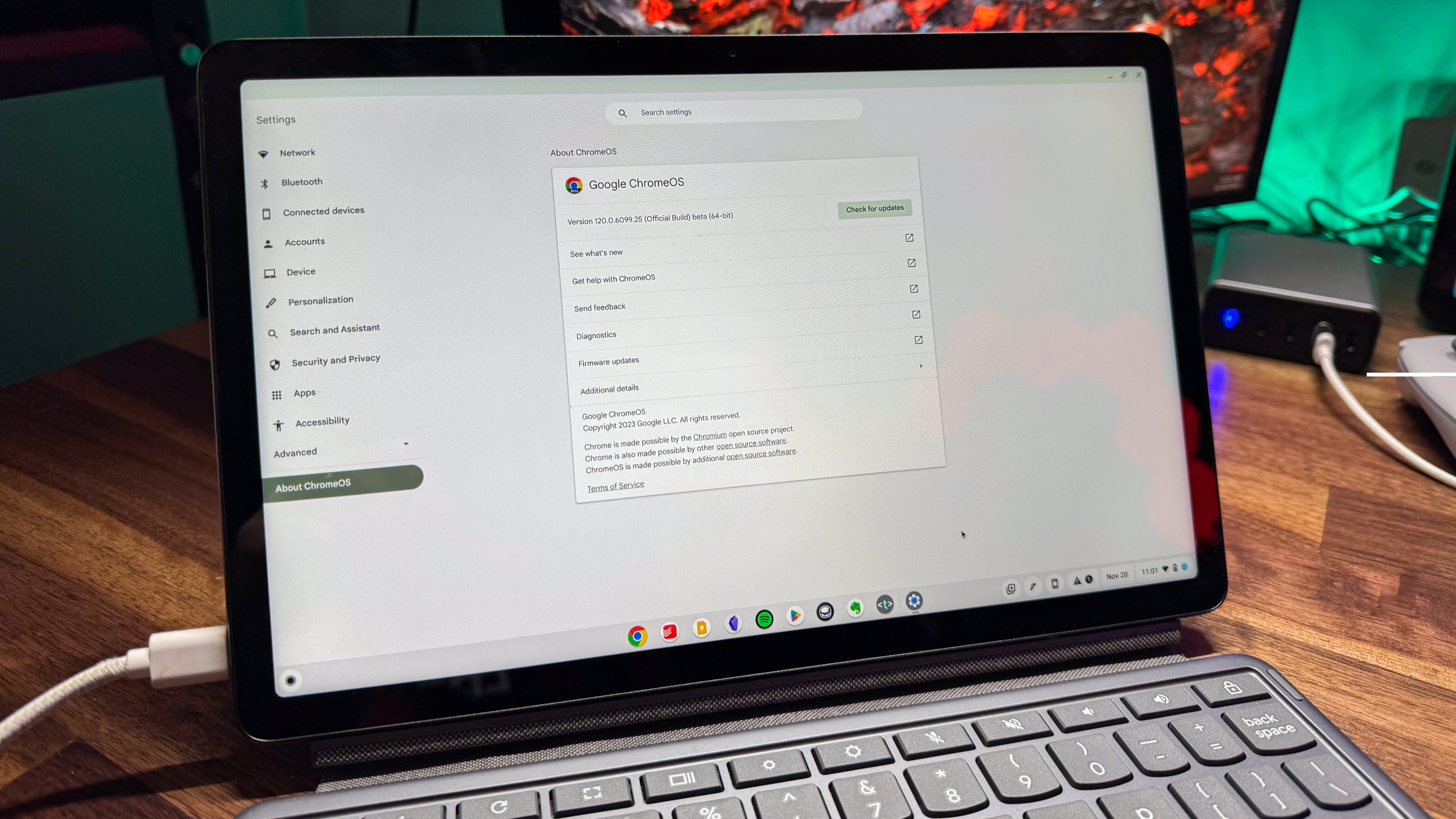 ChromeOS 120 no Lenovo Chromebook Duet 3