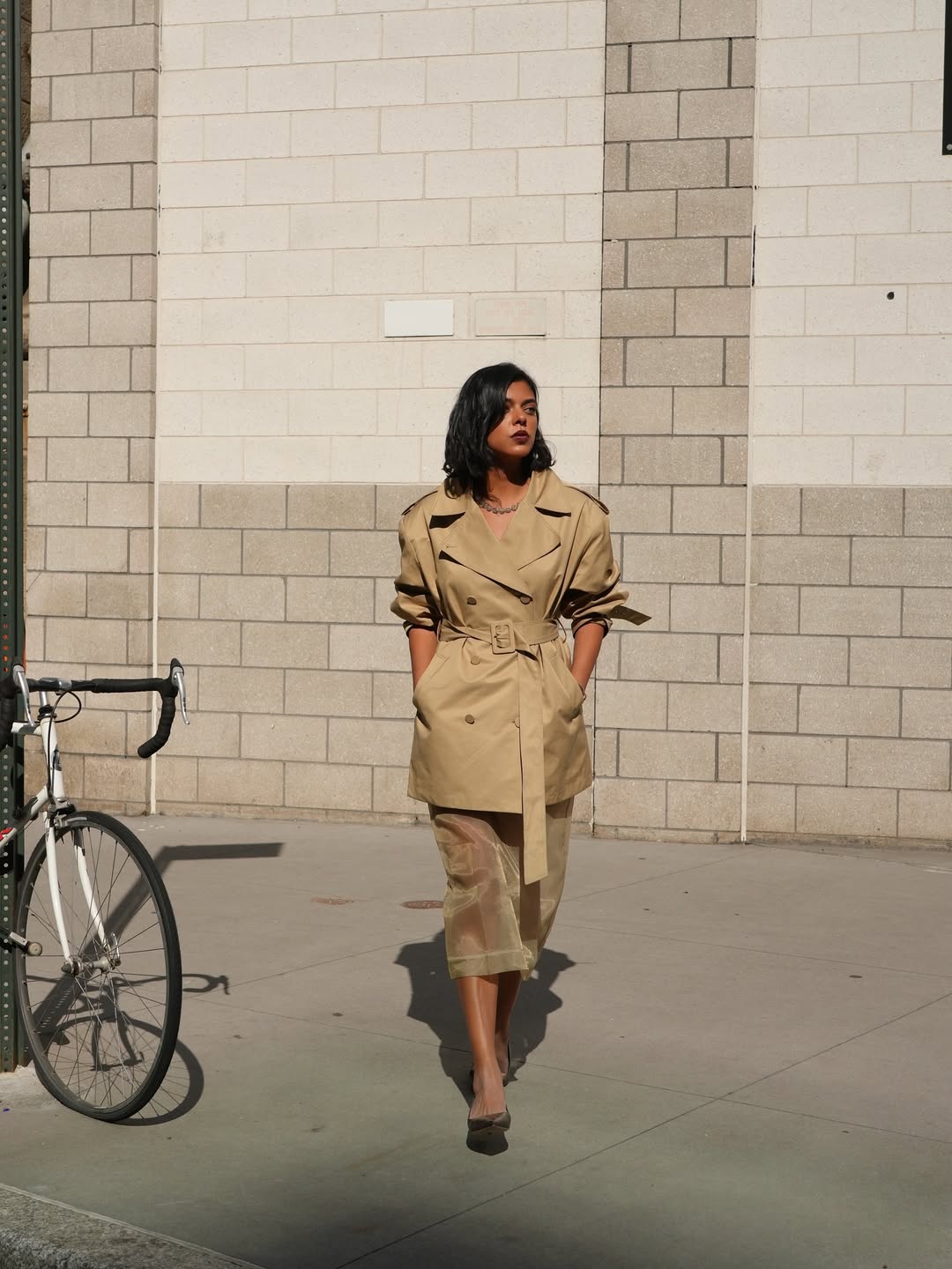 Meeka in a sheer skirt.