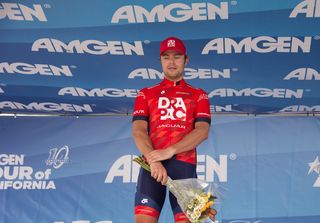 Wouter Wippert (Drapac) on the podium for finishing second behind Peter Sagan