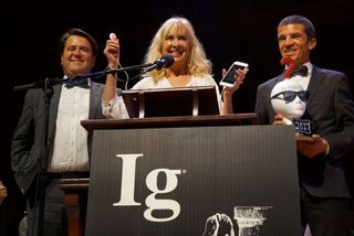 The Ig Nobel Obstetrics Prize went to researchers who showed that a developing fetus responds to music played through a speaker inserted into its mother's vagina.