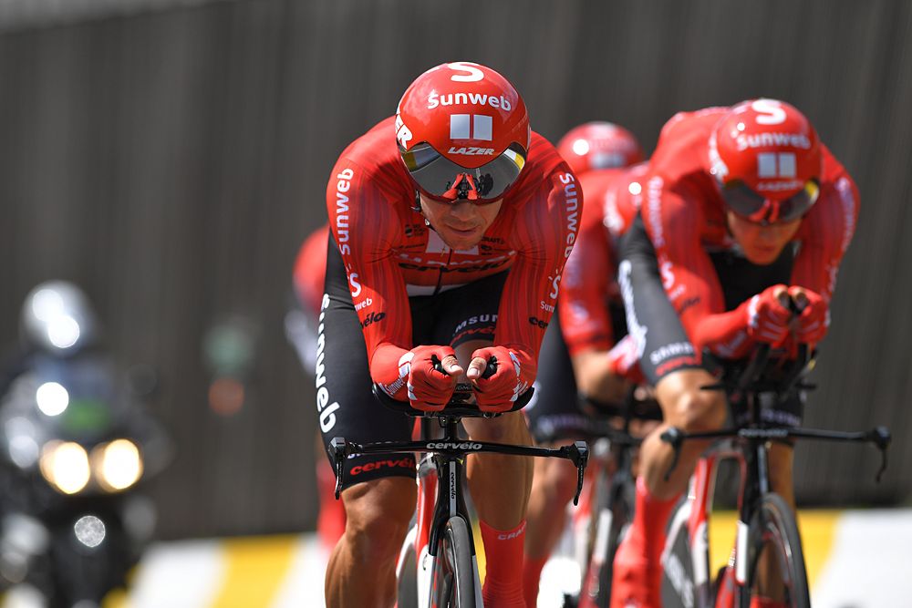 Sunweb racing the team time trial at the Tour de France
