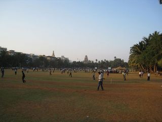 Indians play cricket in nearby park, Tour de Mumbai 2011