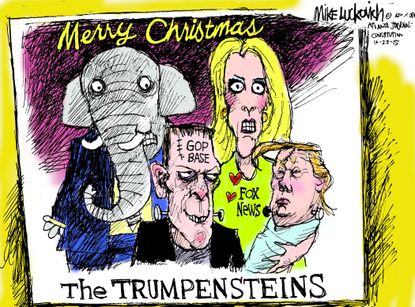 Political cartoon Donald Trump Christmas Card
