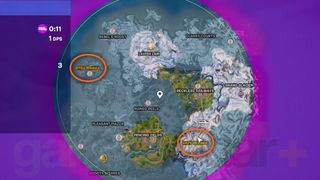 Fortnite Hot Spots on map with gold lettering