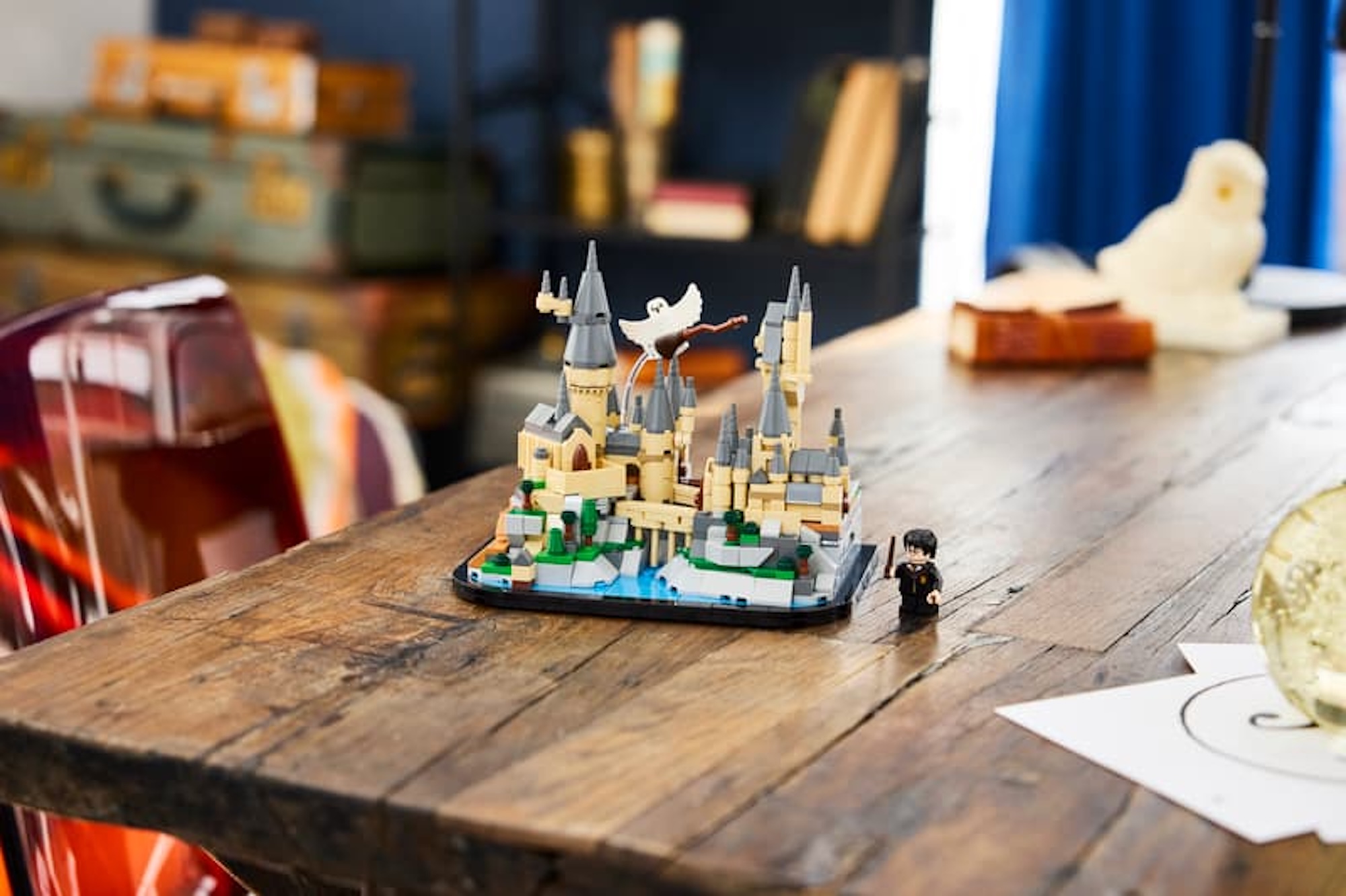 LEGO Harry Potter Mini Hogwarts set on a table.