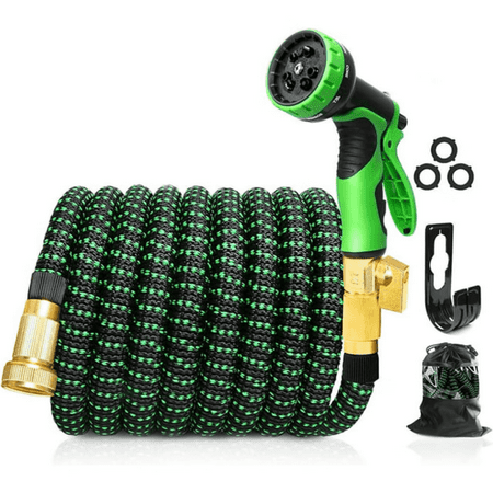 Expandable Water Garden Hose 50ft Upgraded Leakproof Lightweight No-Kink Garden Hose Flexible Expanding Water Hose(black Green)
