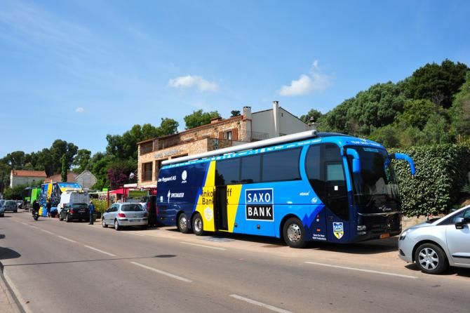 The Saxo Bank Tinkoff team bus