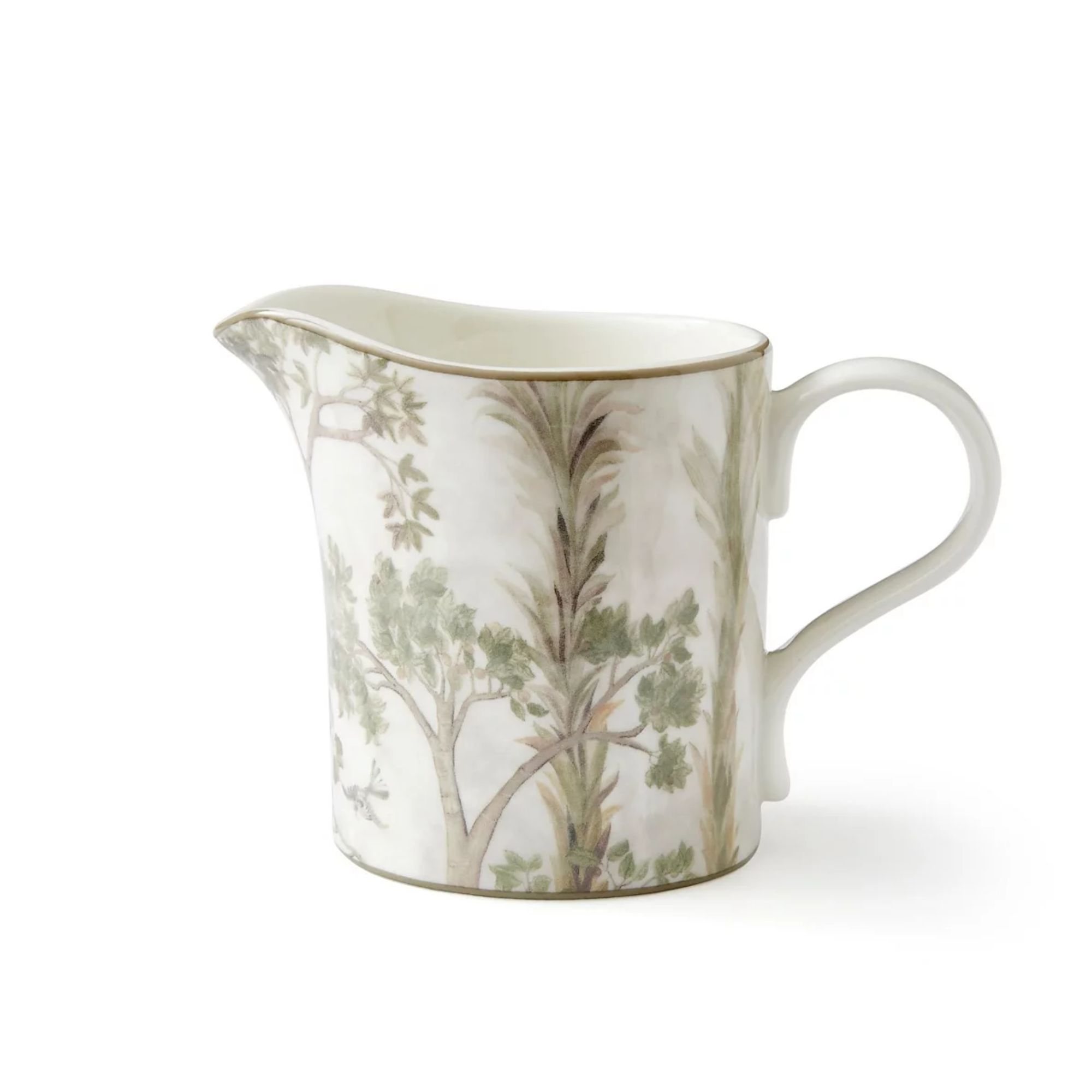 White creamer jug with woodland print