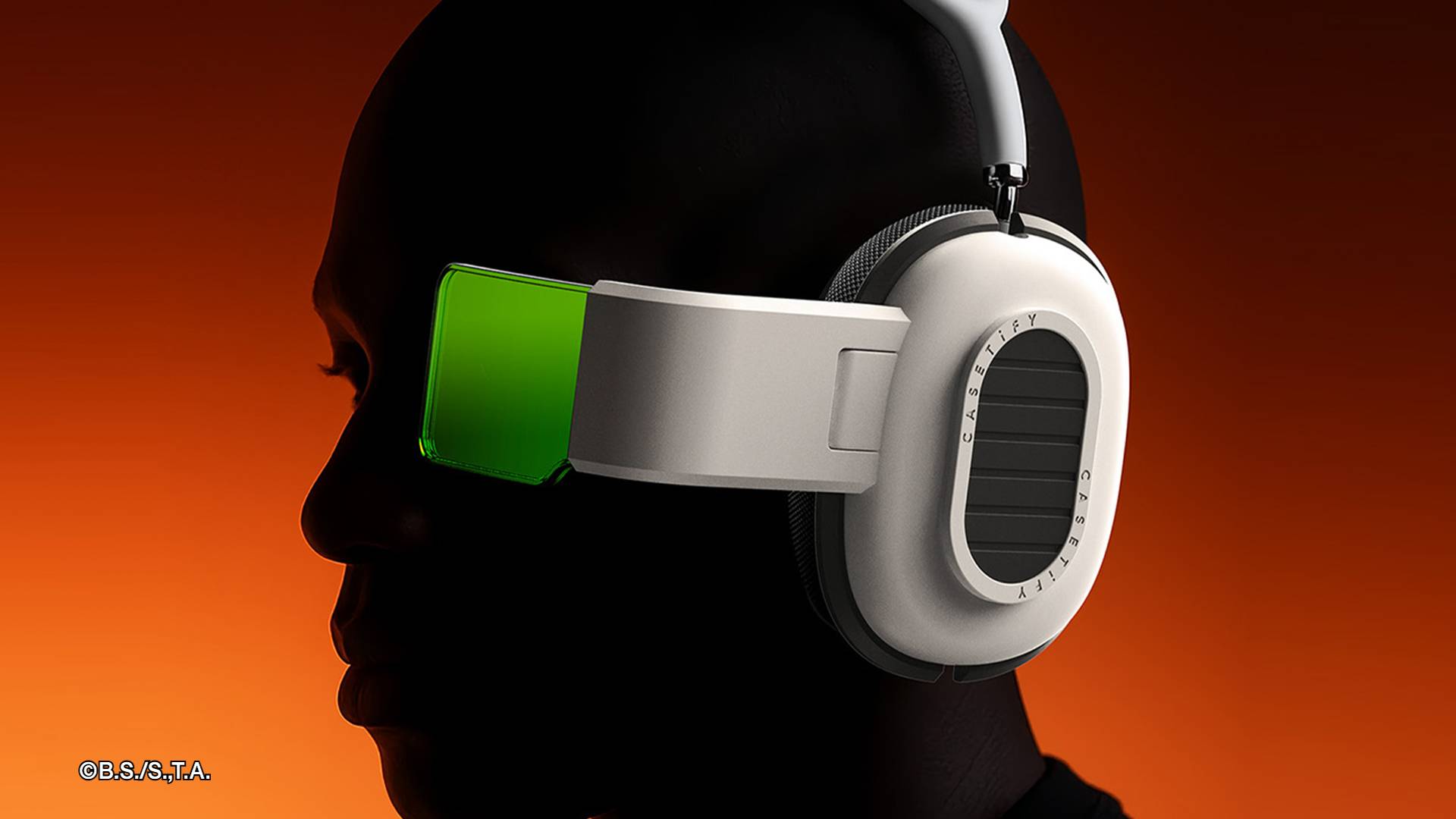 Official promo image of the Dragon Ball Z scouter headphone case by Casetify.
