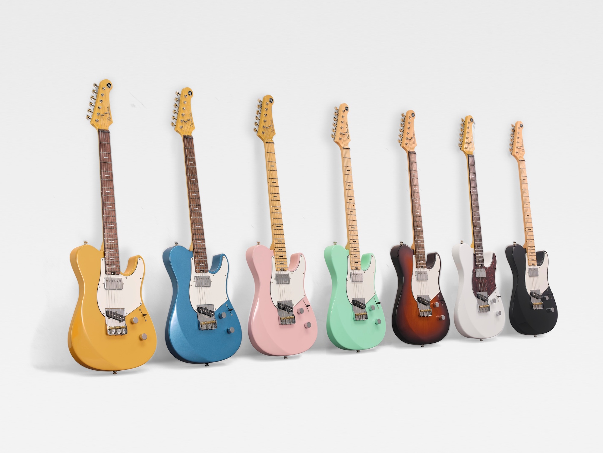 A group of Yamaha's new Pacifica SC Professional guitars