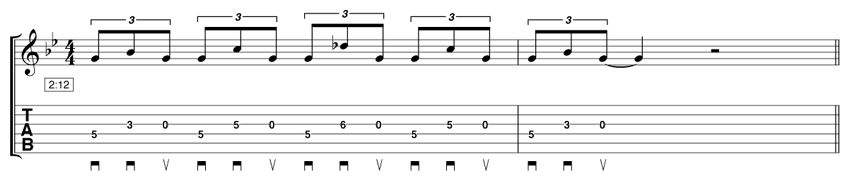 Example 1: This pattern shows the basic pattern that Brad derives his double down up licks from.