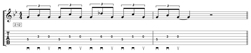 Example 1: This pattern shows the basic pattern that Brad derives his double down up licks from.