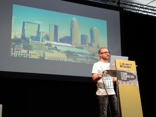 Juan Miguel Marin talking about his childhood this morning at OFFF Barcelona