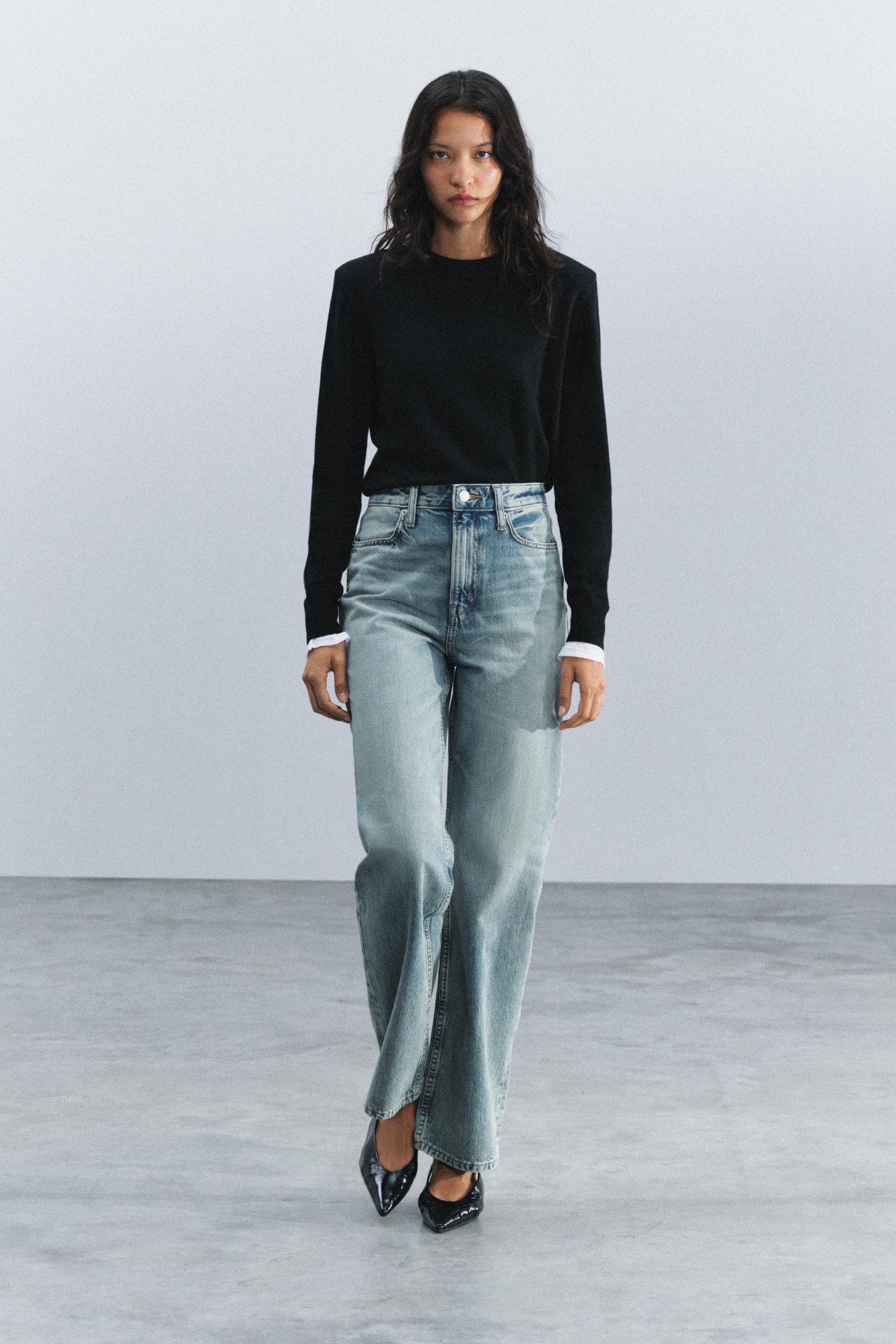 Zw Collection Straight-Leg High-Waist Jeans - Blue - 6