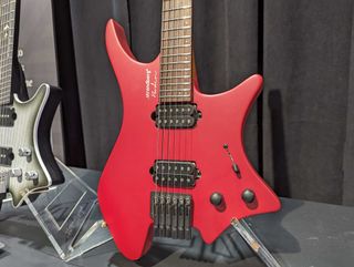 A Strandberg Boden Essential guitar, pictured at the 2024 NAMM show