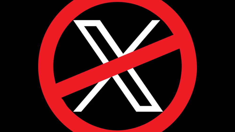 X logo crossed out by a prohibition sign