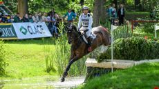 The Luhm&uuml;hlen Horse Trials CCI4*-S cross-country has concluded with German rider Michael Jung and FischerChipmunk FRH (pictured) still in the lead.