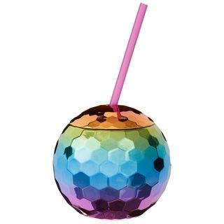 karina bailey iridescent disco ball cup & straw