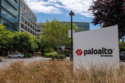 Palo Alto Networks sign outside of company headquarters in Santa Clara, California