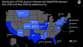 States with the most POS devices infected with malware