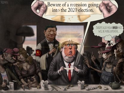 Political Cartoon U.S. Trump Last Supper Chinese Tariffs Trade War President Xi