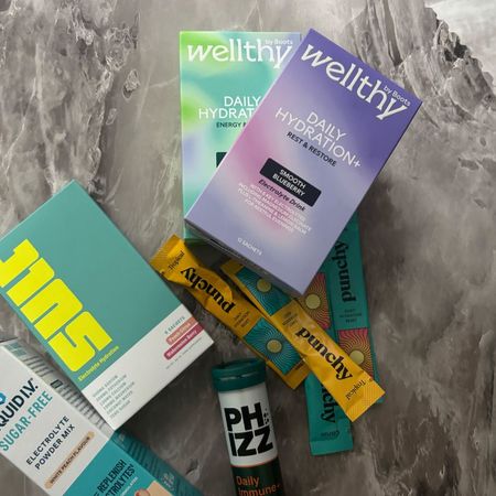 A selection of the best electrolytes on a grey marble table