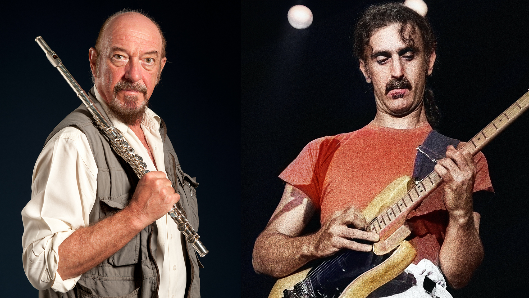 LEFT: Ian Anderson photographed in London, on July 1, 2013. RIGHT: Frank Zappa performs live on stage at Ahoy' Rotterdam, Netherlands, 16th September 1984.