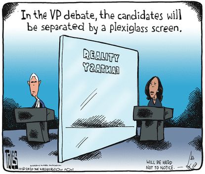 Political Cartoon U.S. Pence Harris debate