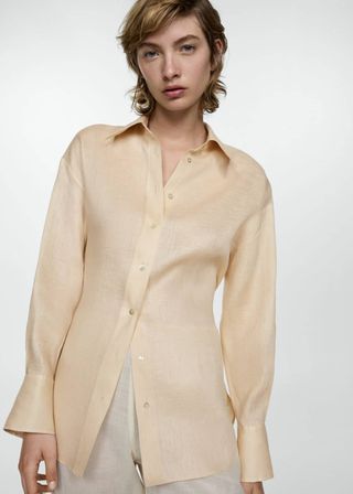 Linen Shirt With Bow Detail - Women