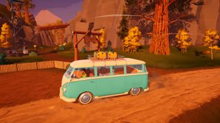 Outbound - A car full of campers on the road in their RV